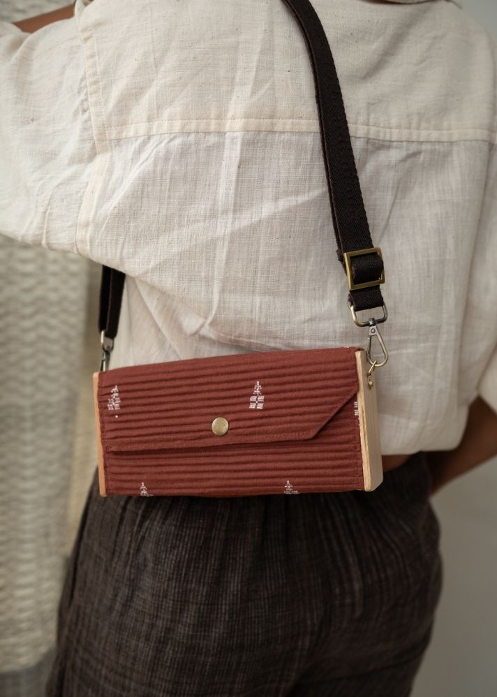 Product image of Brown Upcycled Cotton Cocoa Mini Clutch - Single Sleeve, curated by Only Ethikal