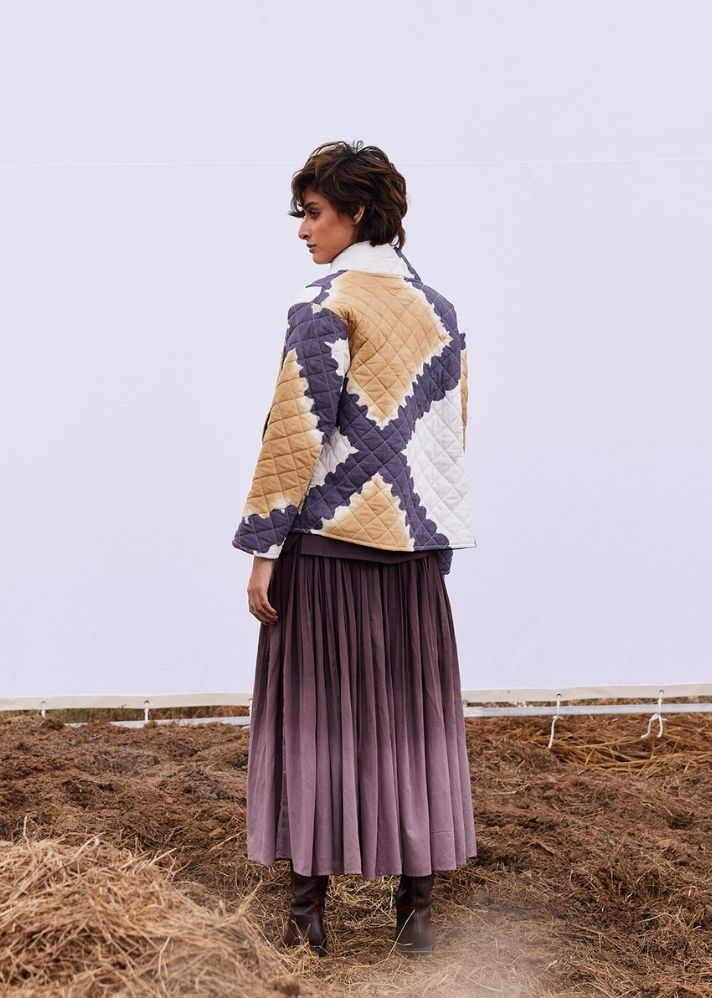 A Model Wearing Multicolor,Pure Cotton Umbre Jacket curated by Only Ethikal