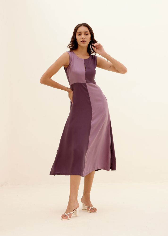 A Model Wearing Purple Lyocell Lavender Clover Dress, curated by Only Ethikal