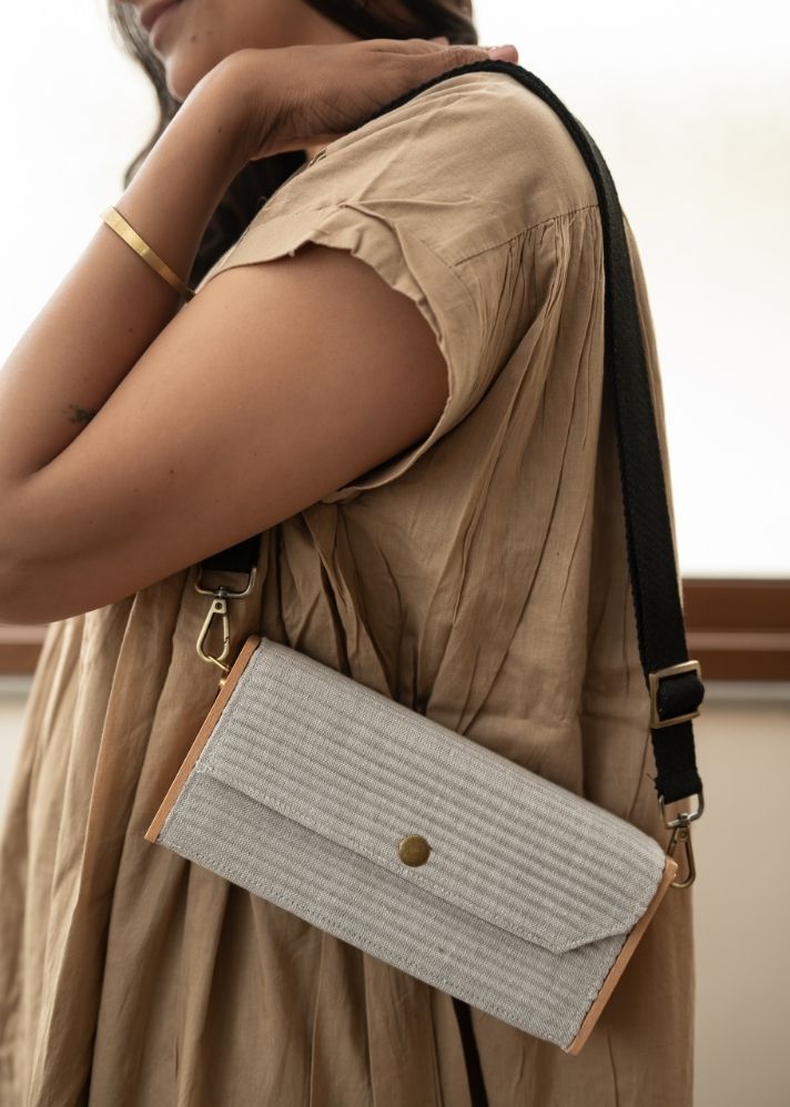 Product image of White Upcycled Cotton Fog Mini Clutch - Single Sleeve, curated by Only Ethikal