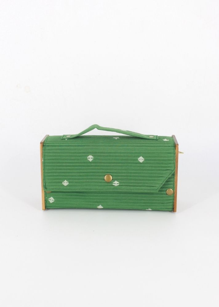 Product image of Multicolor Upcycled Cotton Cadet & Fern Box Clutch - Changeable Sleeve, curated by Only Ethikal