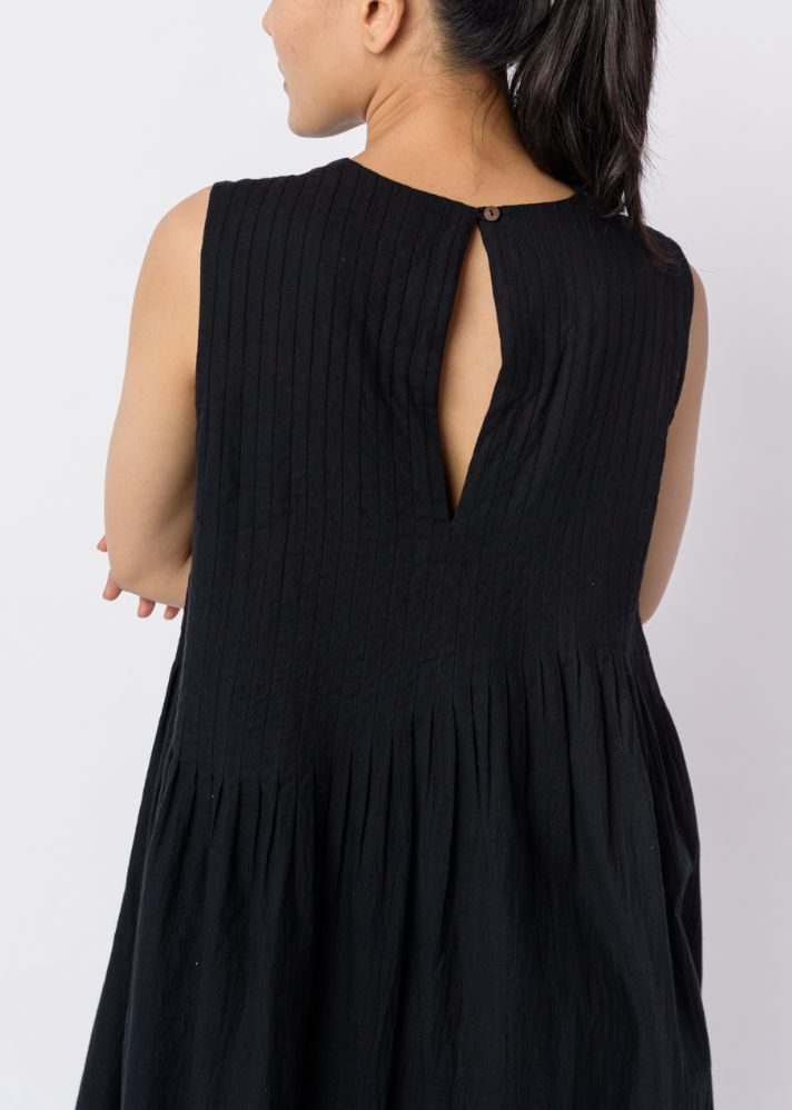 Black Cotton Minimal Dress