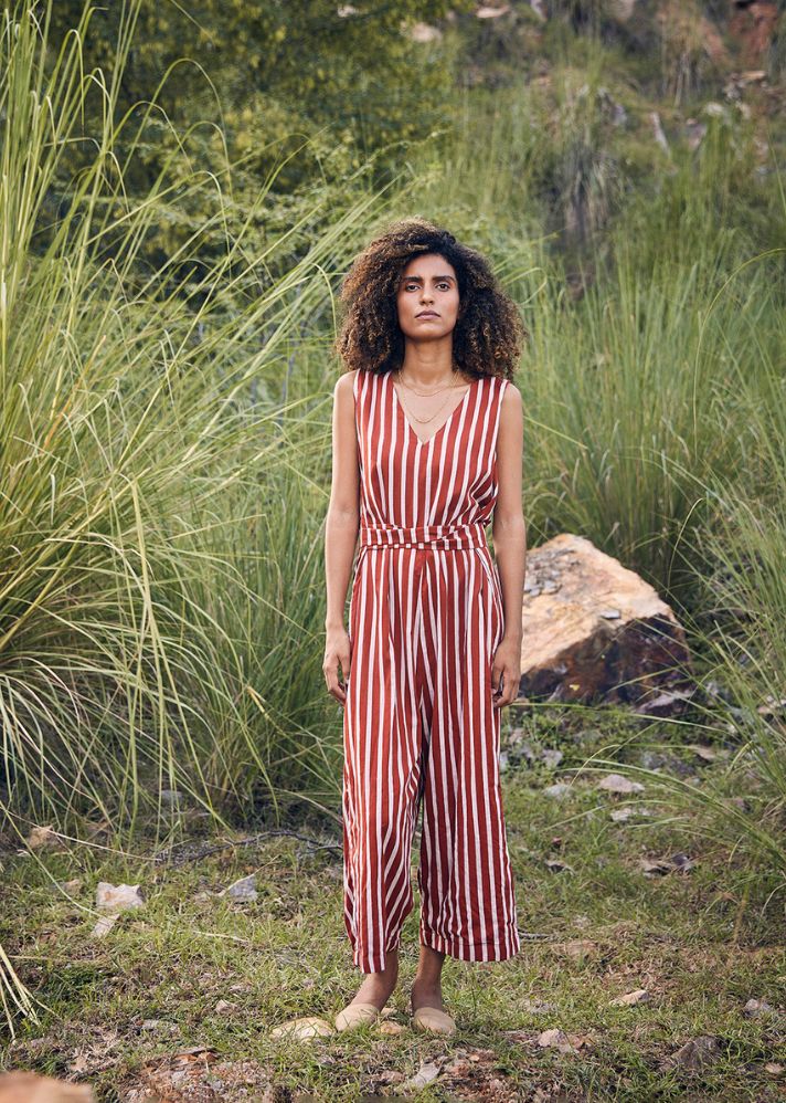 A Model Wearing Multicolor Pure Cotton A Little Love Jumpsuit, curated by Only Ethikal