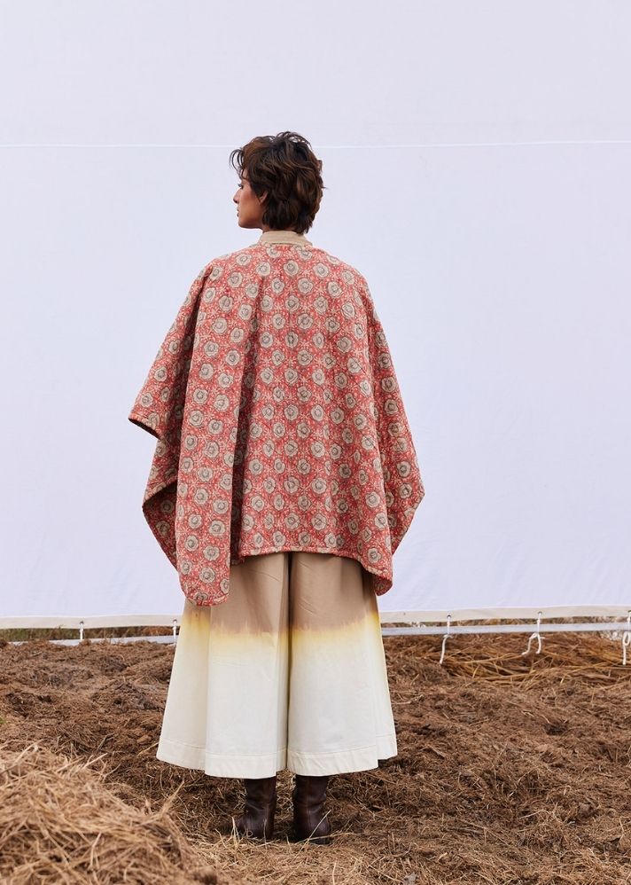 A Model Wearing Multicolor Pure Cotton Cider Cape, curated by Only Ethikal