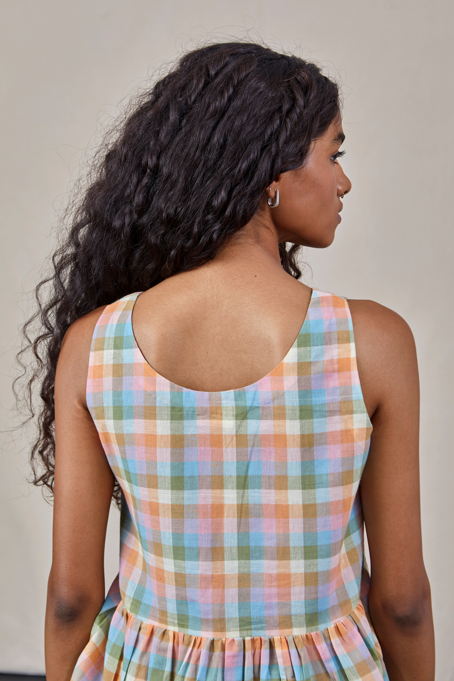 A Model Wearing Multicolor Handwoven Cotton Moy - Top, curated by Only Ethikal