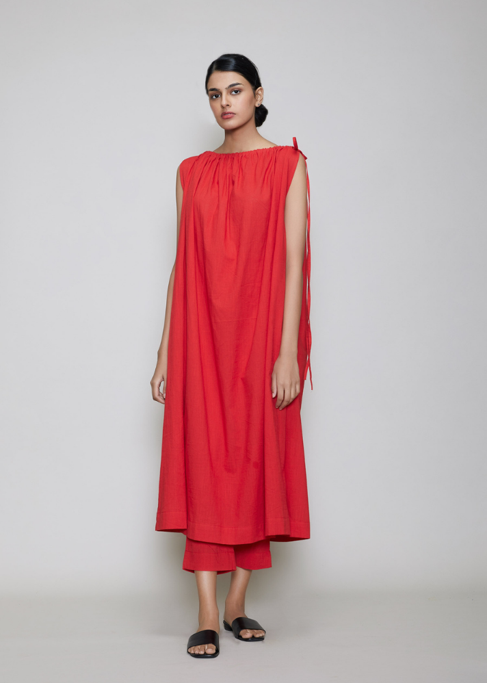 Yupa Aakaar Dress Red - onlyethikal