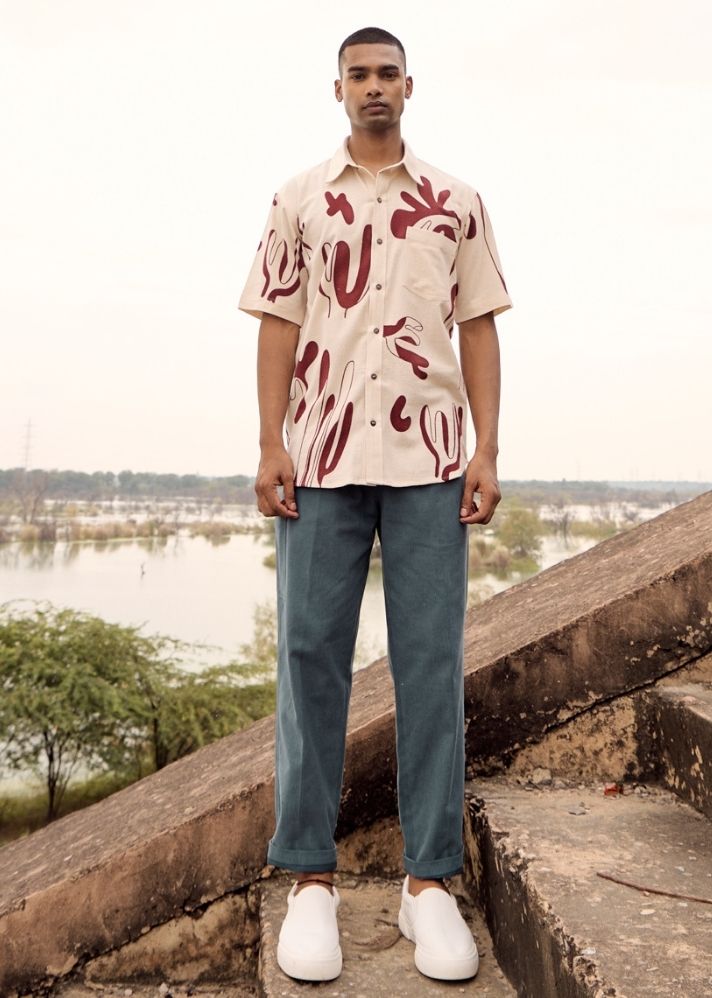 A Model Wearing Multicolor Pure Cotton Cardinal Shirt, curated by Only Ethikal