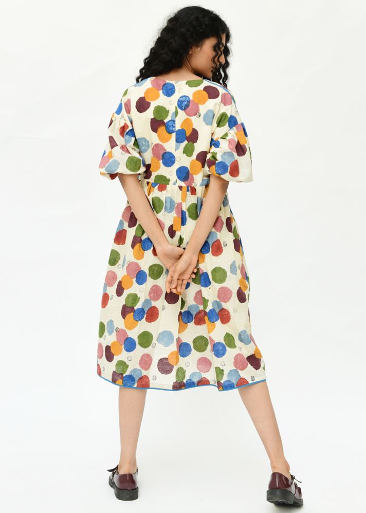 A Model Wearing Multicolor  Organic Cotton  Void  Bell Dress , curated by Only Ethikal