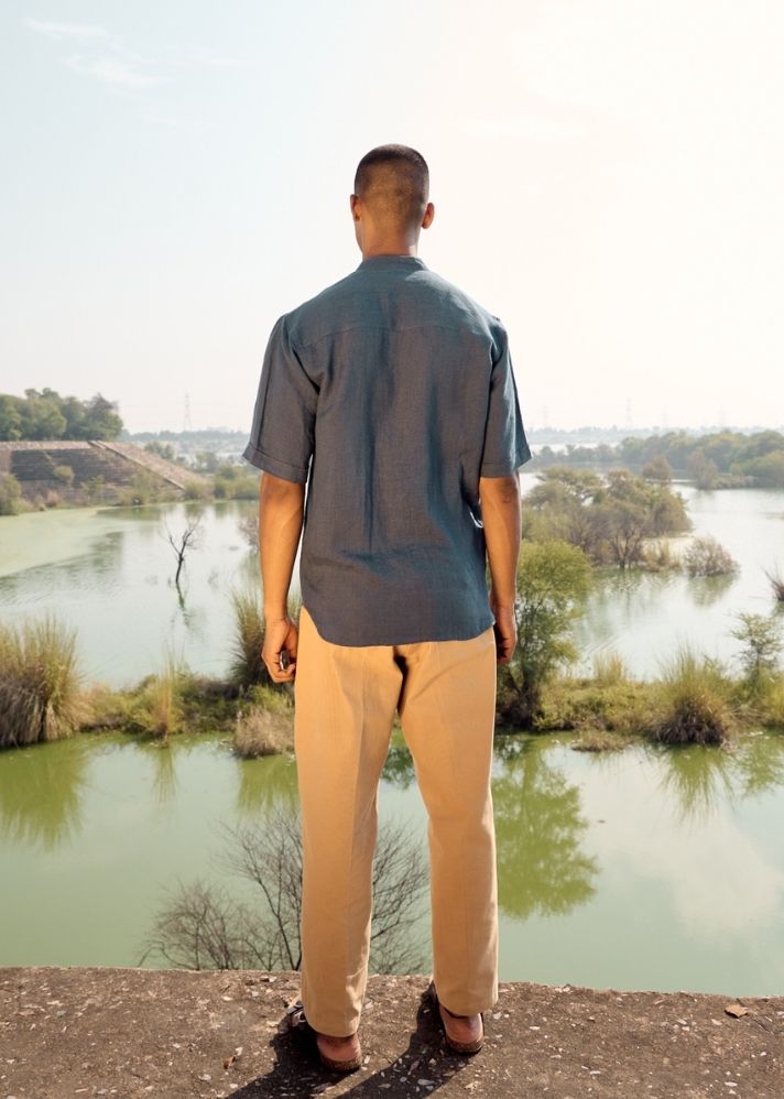 A Model Wearing White Pure Cotton Wren Rise Shirt, curated by Only Ethikal