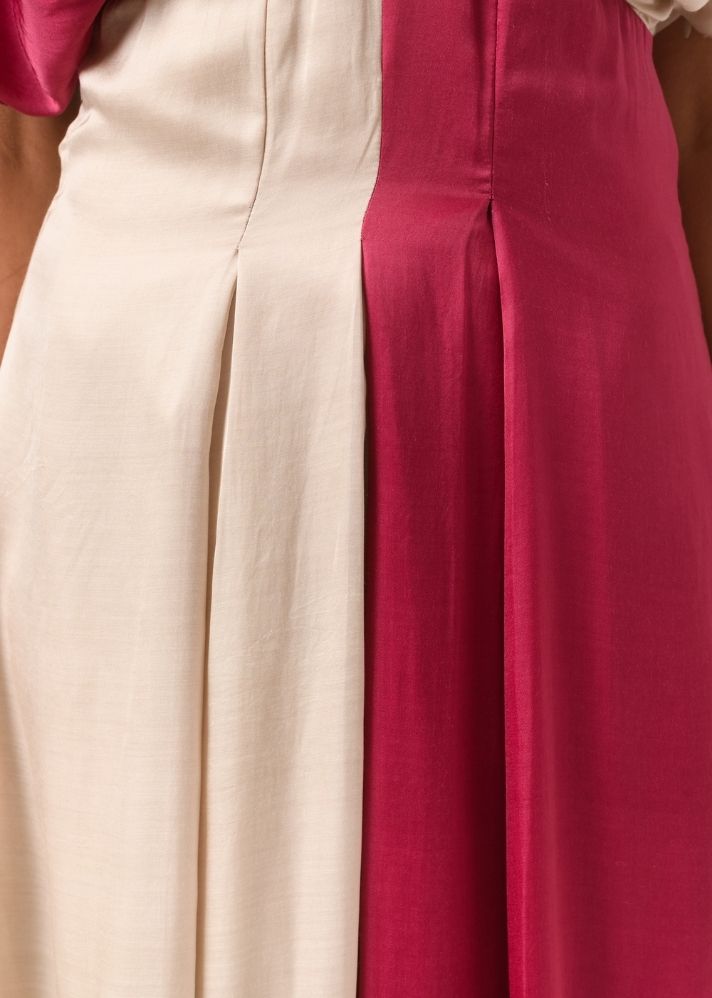 Wine-Ecru Square Dress