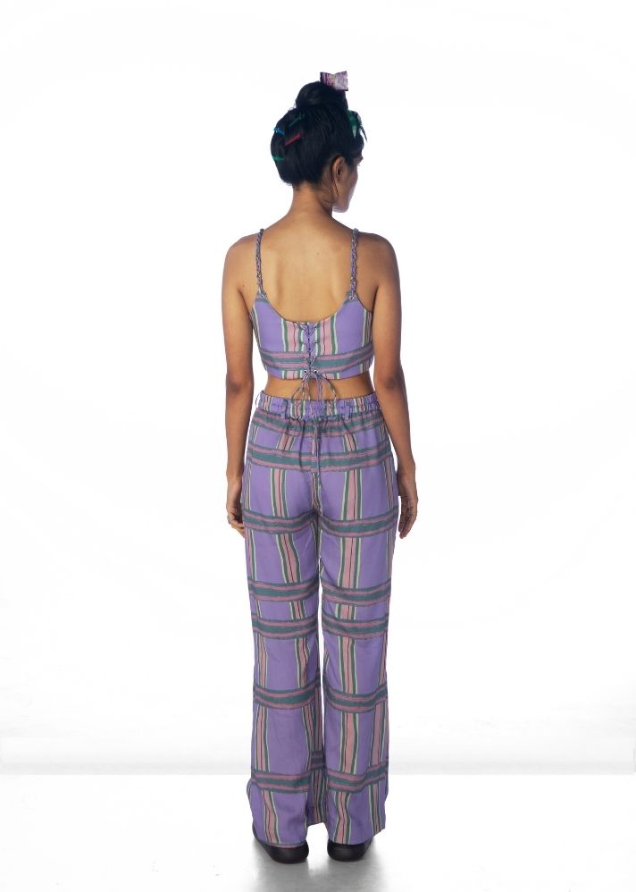 A Model Wearing Purple Lyocell Chaarpai Trouser, curated by Only Ethikal