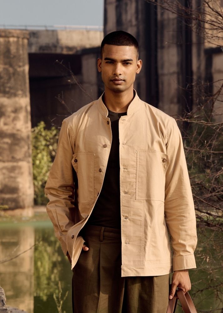 A Model Wearing Brown Pure Cotton Woodpecker Trouser, curated by Only Ethikal