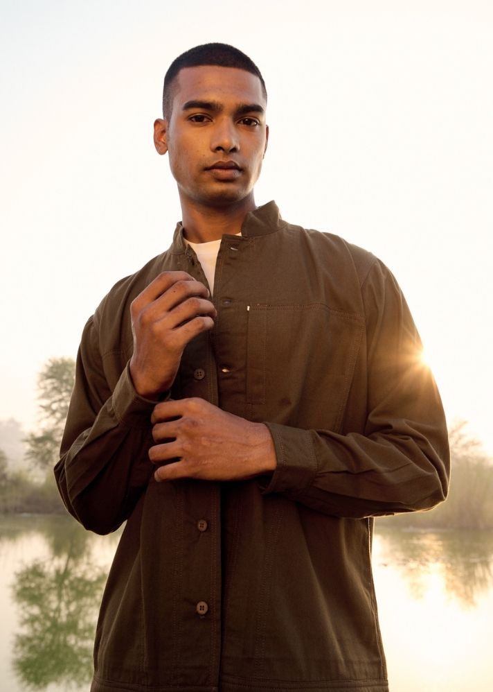 A Model Wearing Brown Pure Cotton Woodpecker Trouser, curated by Only Ethikal