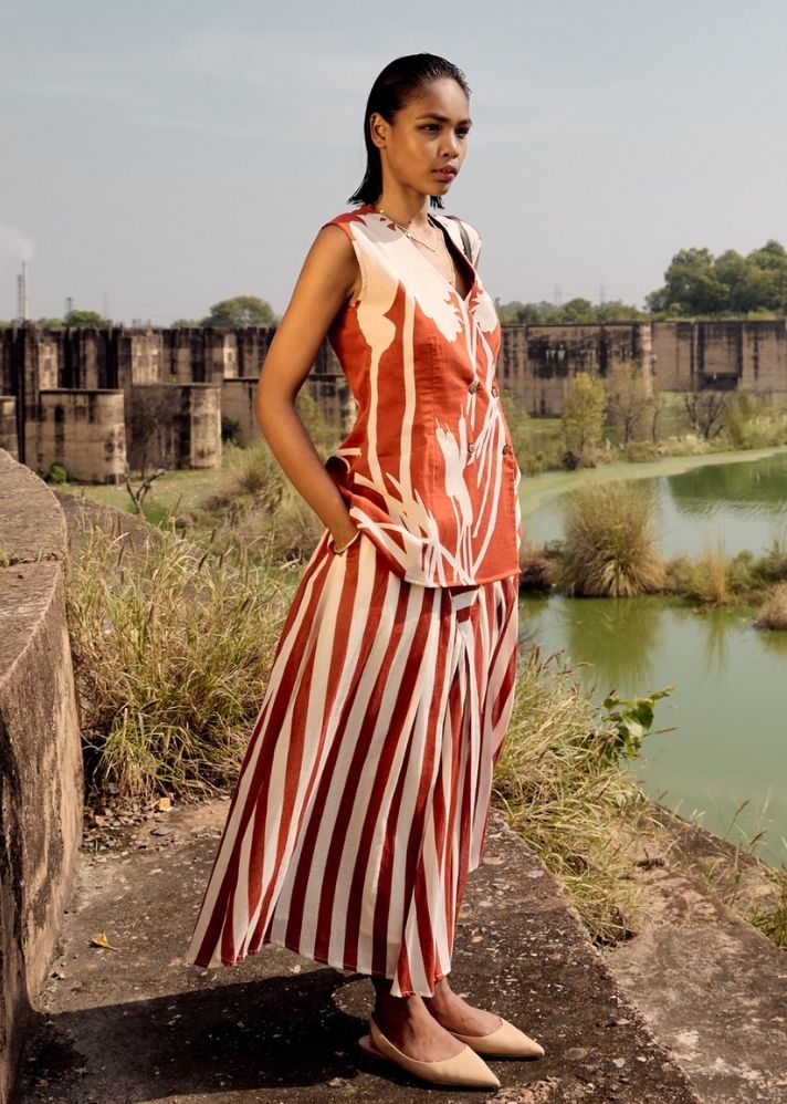 A Model Wearing Multicolor Pure Cotton Myna Co-Ord Set, curated by Only Ethikal