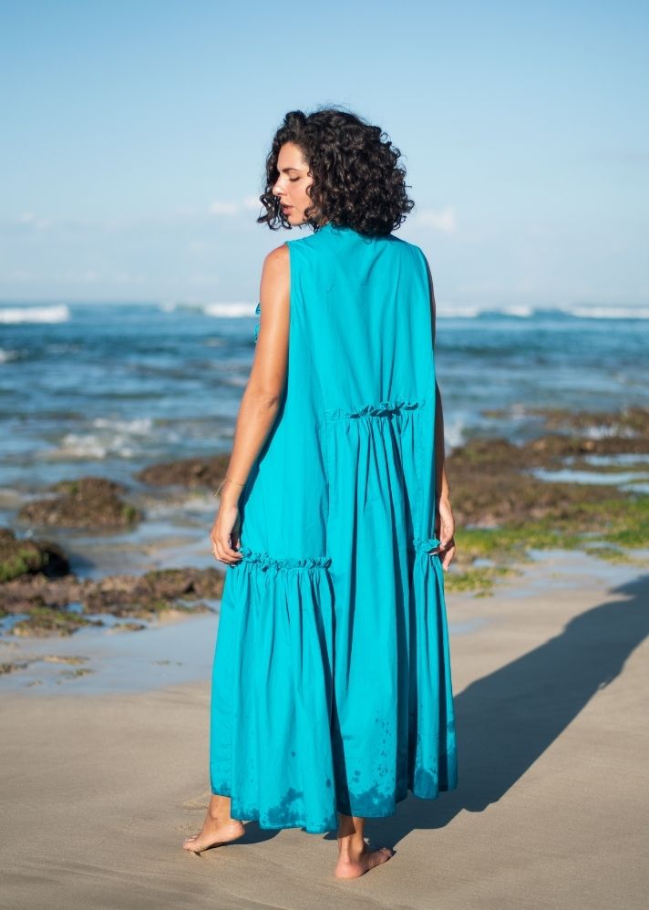 Turquoise Eliza Ruffle Dress