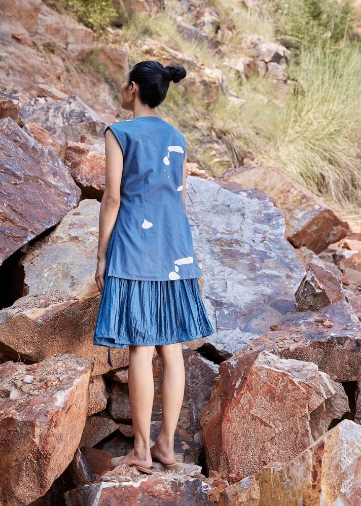 A Model Wearing Blue Pure Cotton Where The Wind Blows Co-ord Set, curated by Only Ethikal