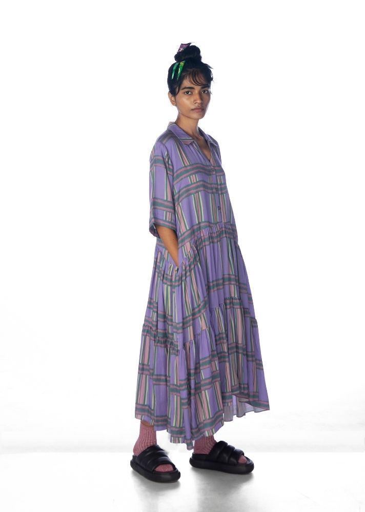 A Model Wearing Purple Lyocell Chaarpai Dress, curated by Only Ethikal
