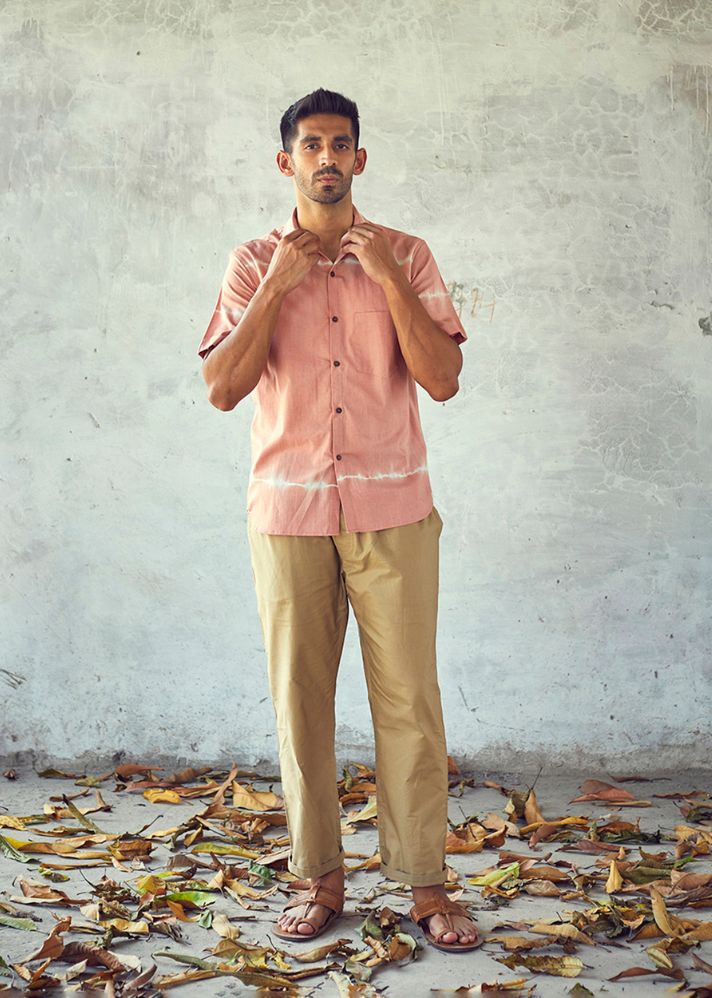 A Model Wearing Pink Pure Cotton Flurry Shirt, curated by Only Ethikal