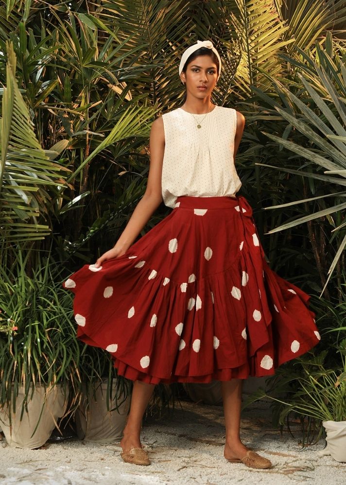 Mushroom Head Deep Red Polka Skirt - onlyethikal