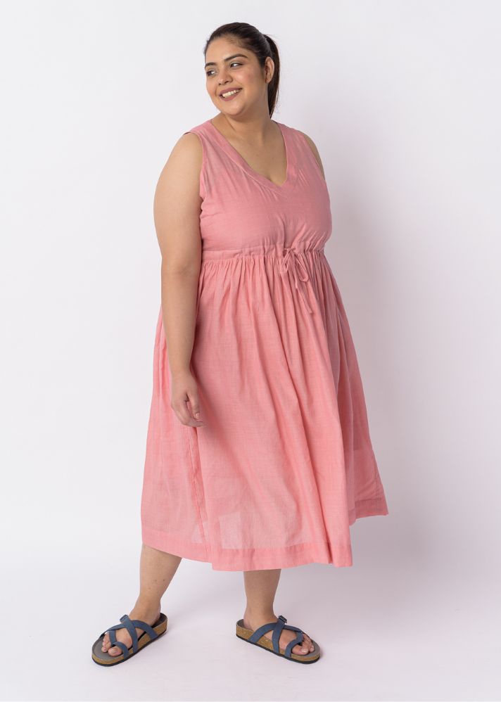 Blush Pink Front Tie-Up Dress