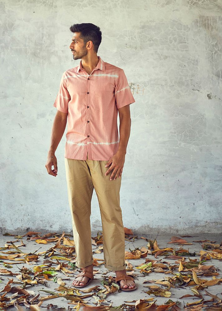 A Model Wearing Pink Pure Cotton Flurry Shirt, curated by Only Ethikal