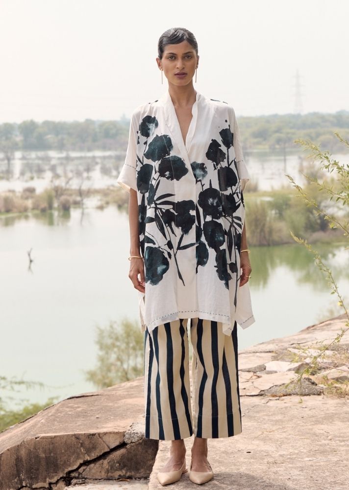 A Model Wearing Multicolor Pure Cotton Hyacinth Co-Ord Set, curated by Only Ethikal