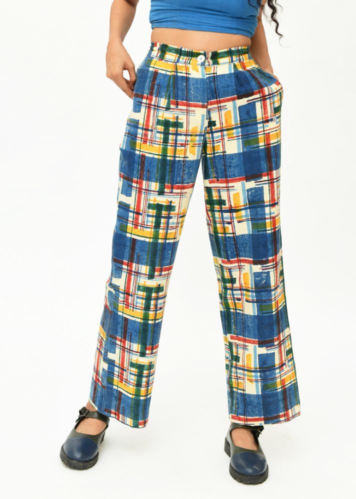 A Model Wearing Multicolor  Organic Cotton  Multiverse Pocket Pant , curated by Only Ethikal