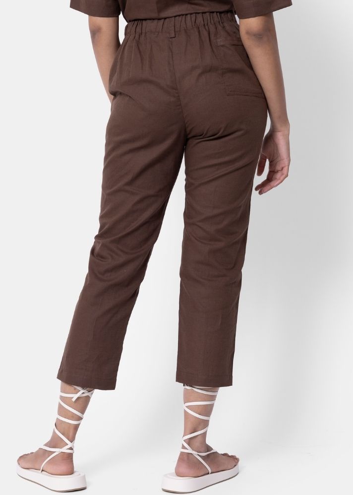 A Model Wearing Brown Pure Cotton THE EARTHY TROUSER, curated by Only Ethikal