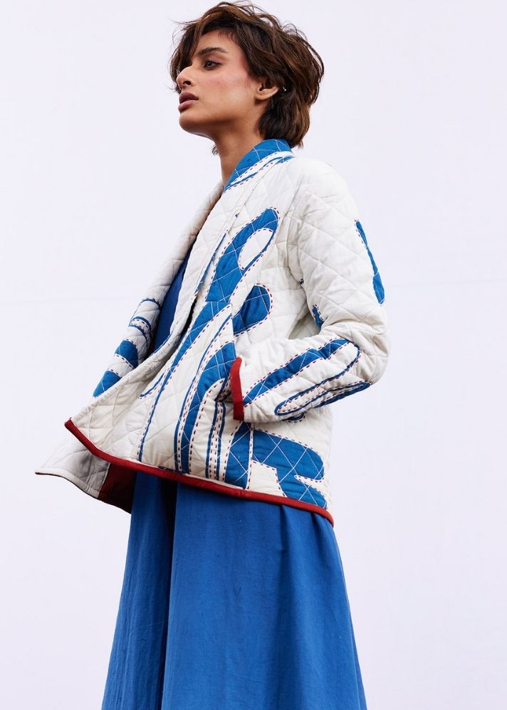 A Model Wearing Multicolor Pure Cotton Frost Jacket, curated by Only Ethikal