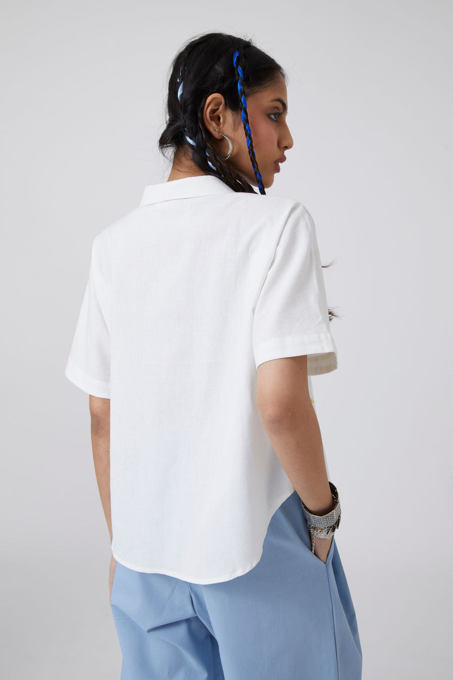 A Model Wearing White Handwoven Cotton Dua - Shirt, curated by Only Ethikal