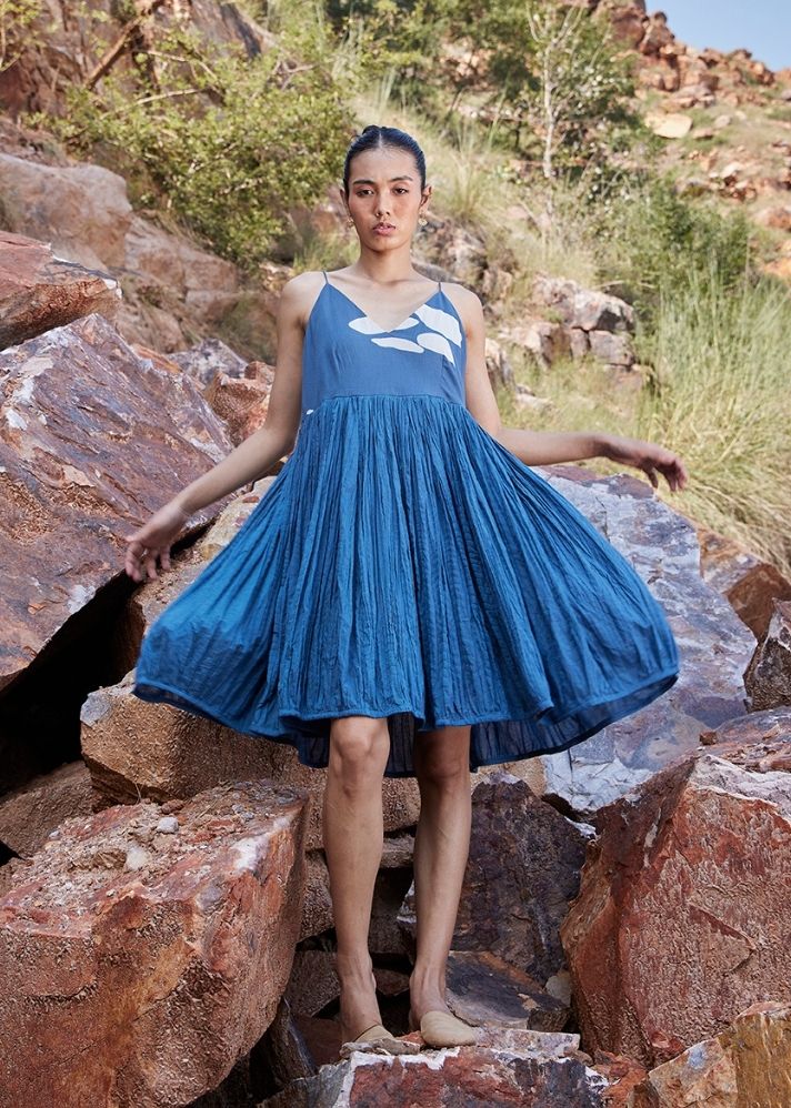 A Model Wearing Blue Pure Cotton Where The Wind Blows Co-ord Set, curated by Only Ethikal