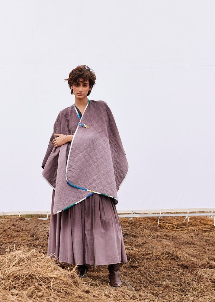 A Model Wearing Multicolor Pure Cotton Breeze Cape, curated by Only Ethikal