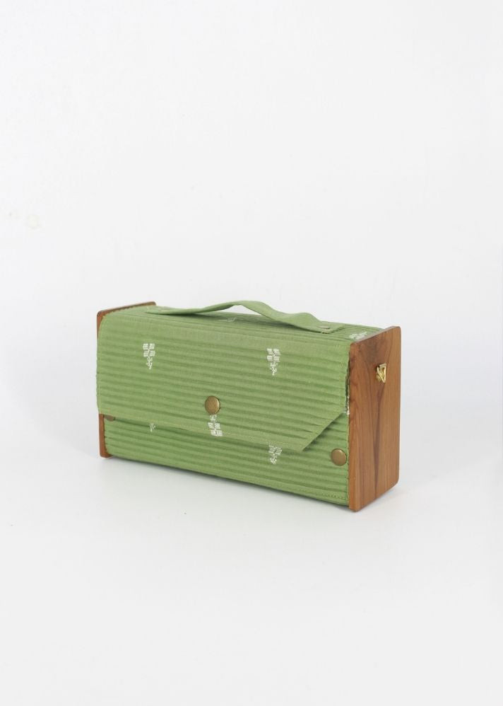 Product image of Green Upcycled Cotton Sage Box Clutch - Single Sleeve, curated by Only Ethikal