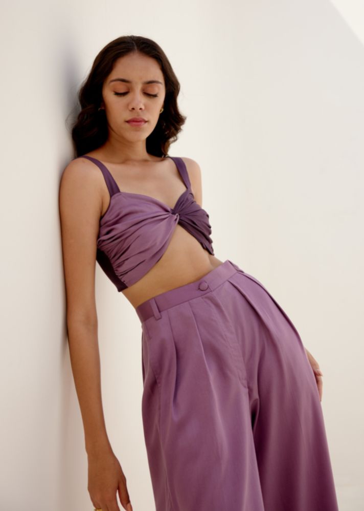 A Model Wearing Purple Lyocell Lavender Fern Co-Ord Set, curated by Only Ethikal