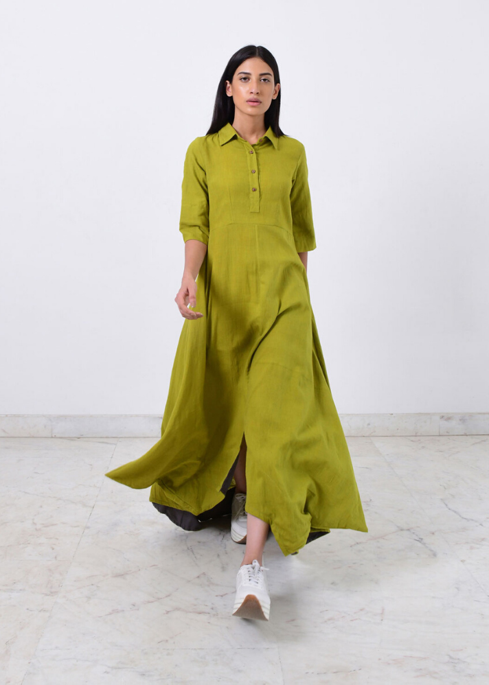 Green collar cowl dress - onlyethikal