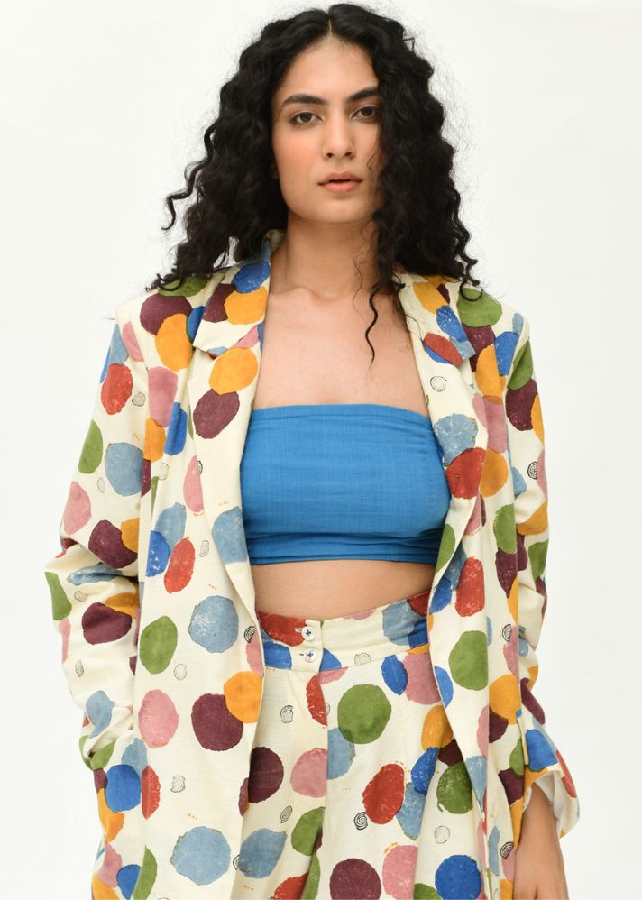 A Model Wearing Multicolor  Organic Cotton  Void Oversized Coat, curated by Only Ethikal