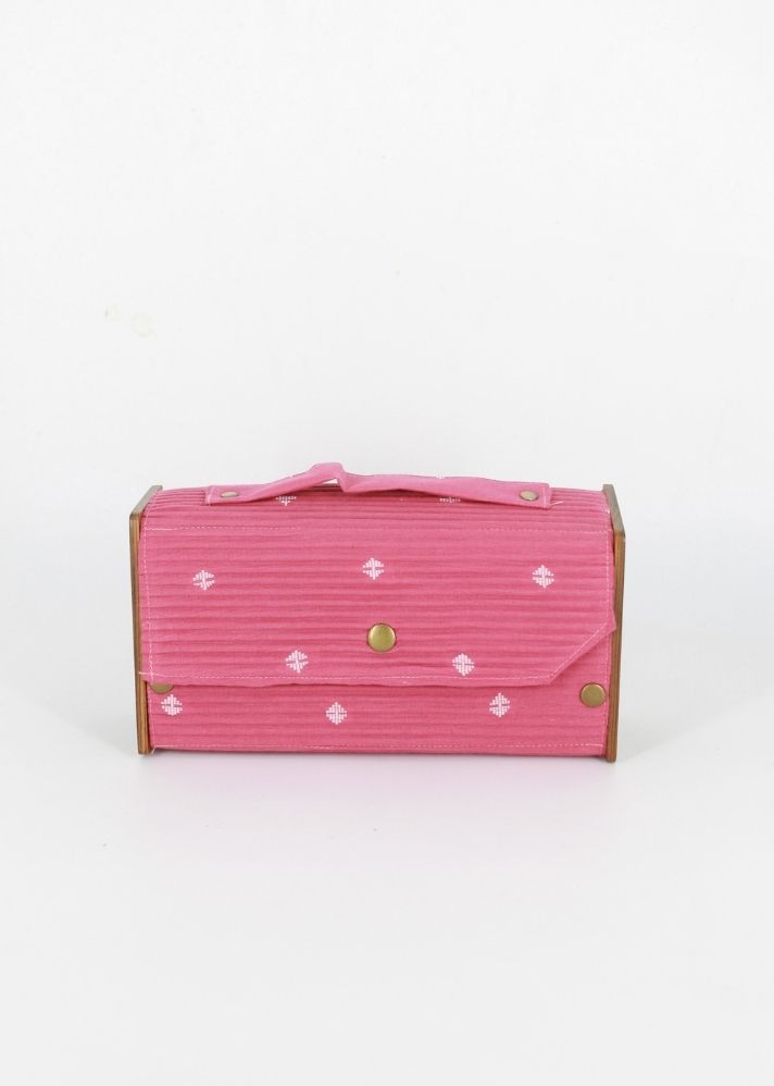 Product image of Pink Upcycled Cotton Mauve Box Clutch - Single Sleeve, curated by Only Ethikal