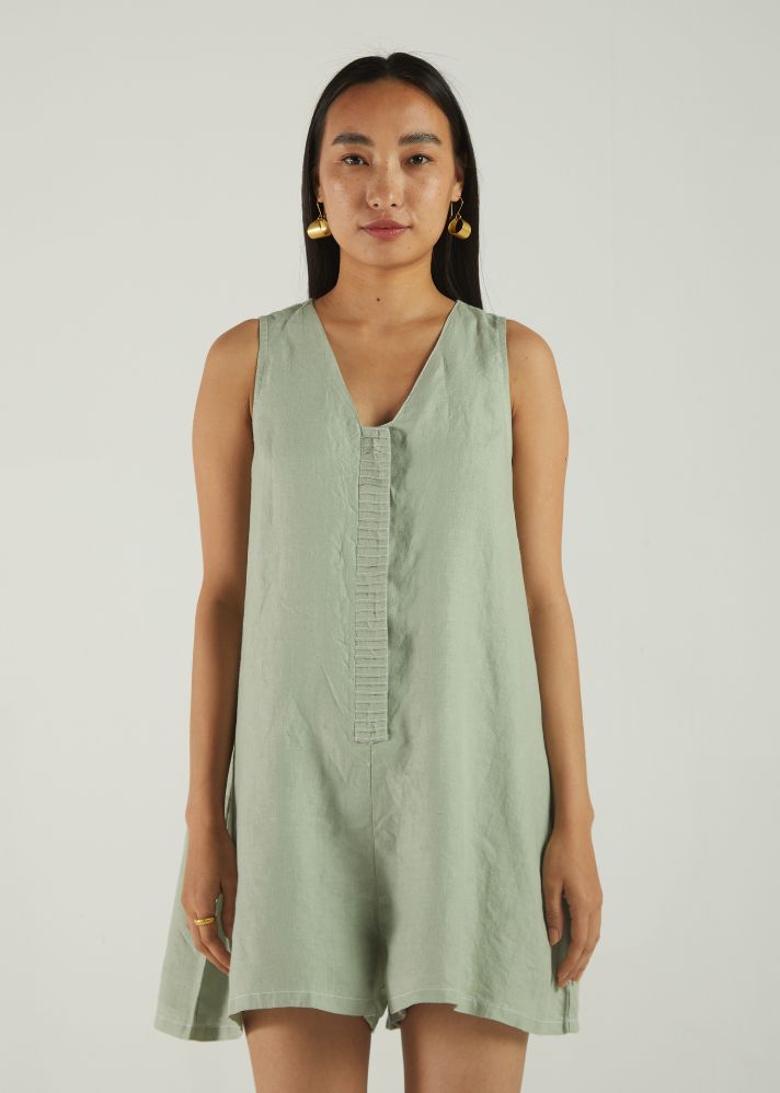Romp And Play Sleeveless Olive Romper