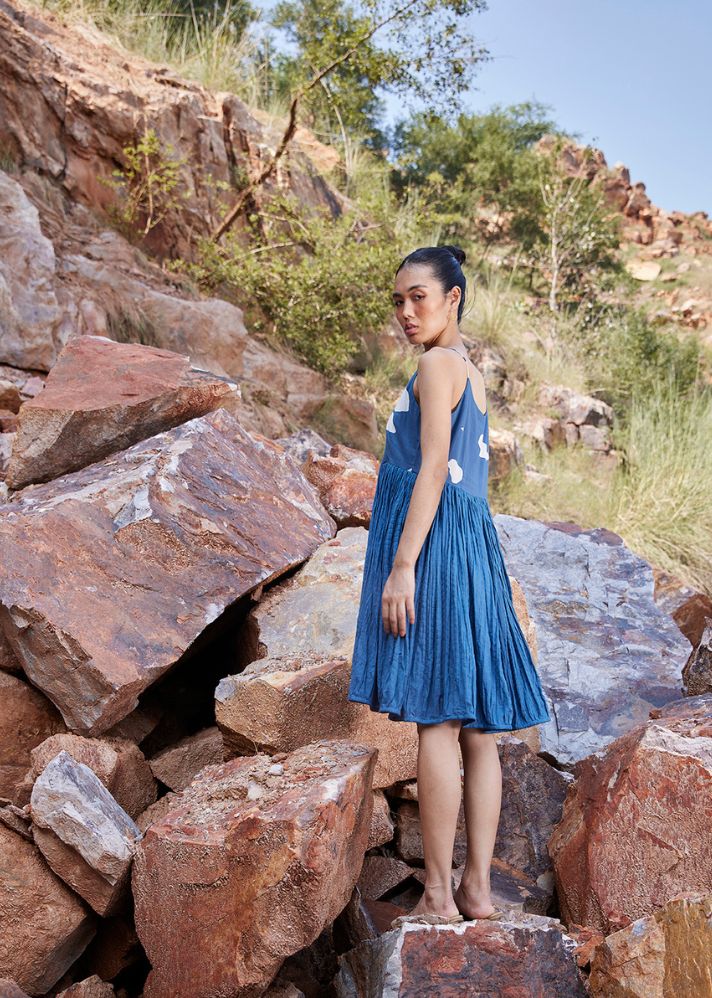 A Model Wearing Blue Pure Cotton Where The Wind Blows Co-ord Set, curated by Only Ethikal