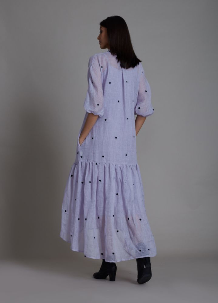 A Model Wearing Purple Linen Tiny Heart Dress- Lavender, curated by Only Ethikal