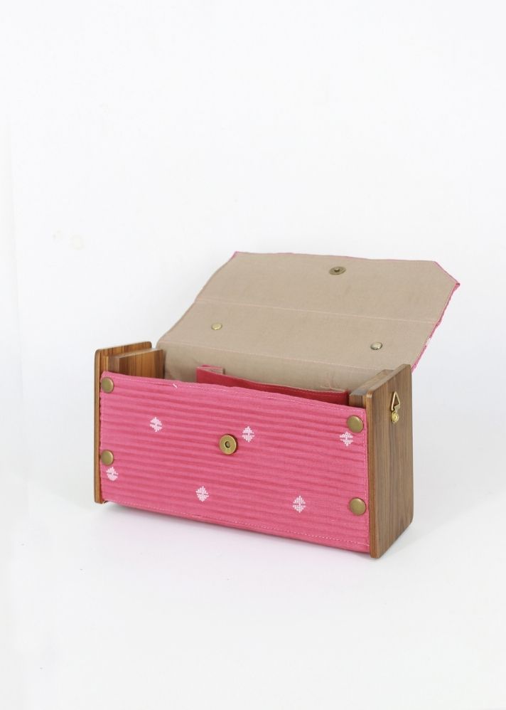 Product image of Pink Upcycled Cotton Mauve Box Clutch - Single Sleeve, curated by Only Ethikal