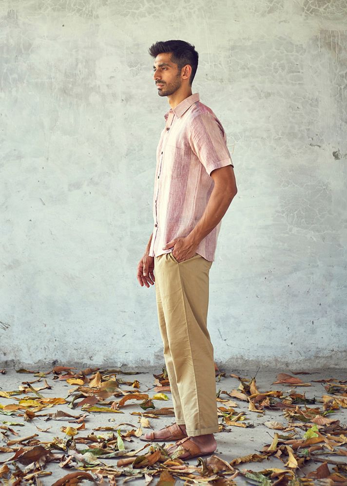 A Model Wearing Pink Pure Cotton Blossom Daylight Shirt, curated by Only Ethikal