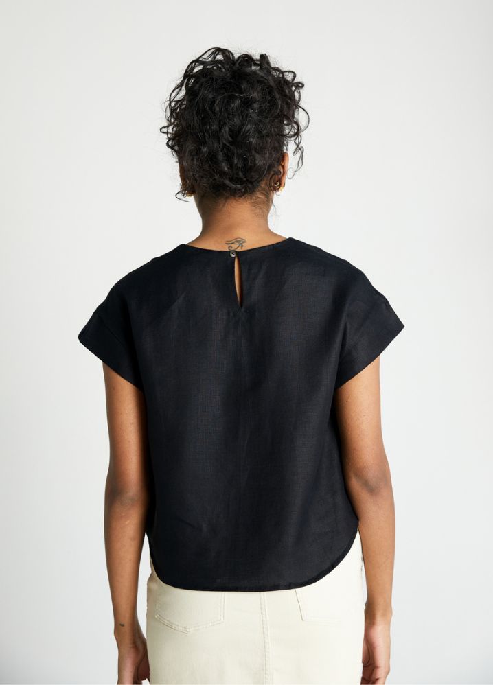 A Model Wearing  Black Hemp Sandcastles Saturday Top, curated by Only Ethikal