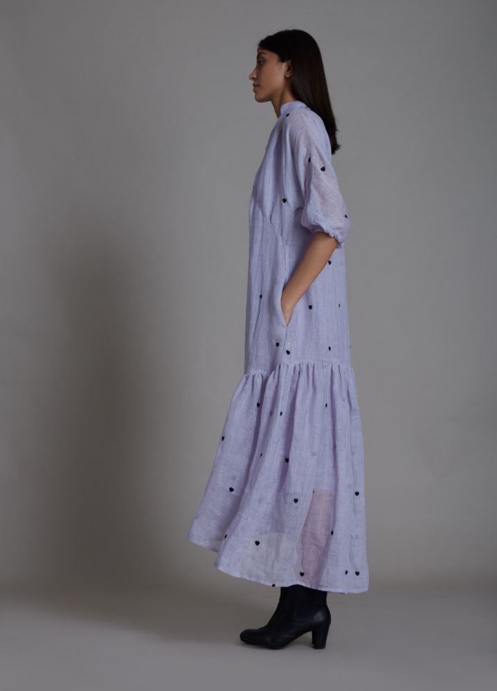 A Model Wearing Purple Linen Tiny Heart Dress- Lavender, curated by Only Ethikal