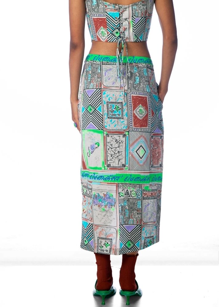 A Model Wearing Multicolor Lyocell Titlitile Skirt, curated by Only Ethikal