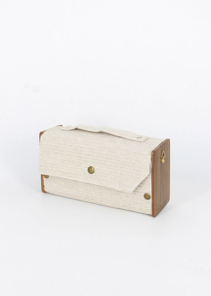 Product image of White Upcycled Cotton Oat Box Clutch - Single Sleeve, curated by Only Ethikal