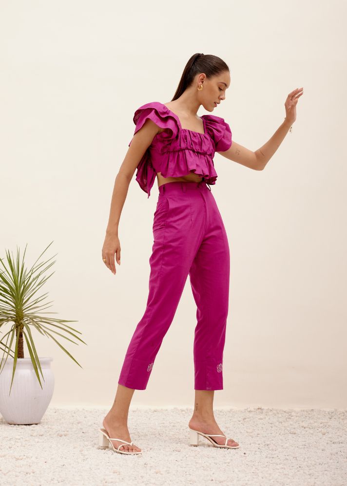 A Model Wearing Pink Hemp Magenta Mimosa Co-Ord Set, curated by Only Ethikal