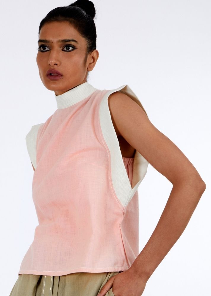 A Model Wearing Pink Pure Cotton Cho Muted Pink Top, curated by Only Ethikal