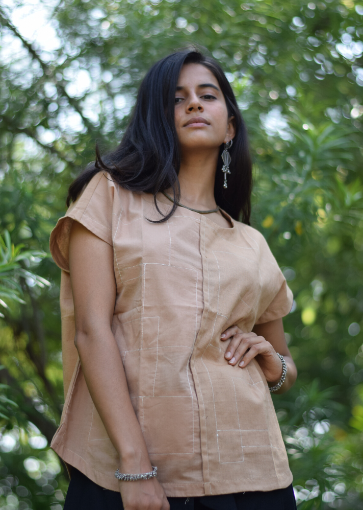Upcycled cotton nude square top - onlyethikal