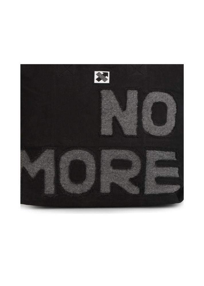 Product image of Black Upcycled Cotton No More Statement Tote Bag- 219.5, curated by Only Ethikal